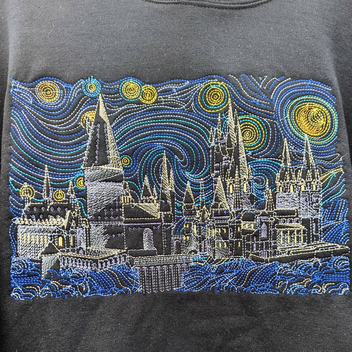 Embroidered starry night inspired fandom hoodies