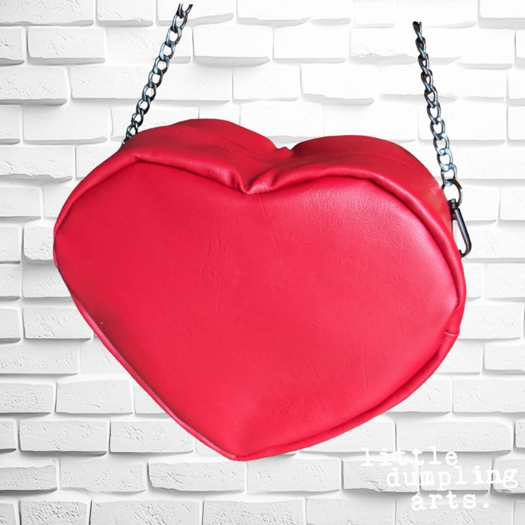 Love hurts heart shaped crossbody bag/ Valentines gift/ goth bag/ 90s fashion custom