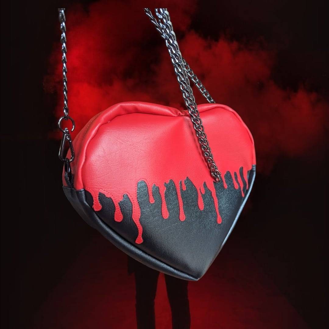 Bloody Heart shaped crossbody bag/ Valentines gift/ goth bag/ 90s fashion custom
