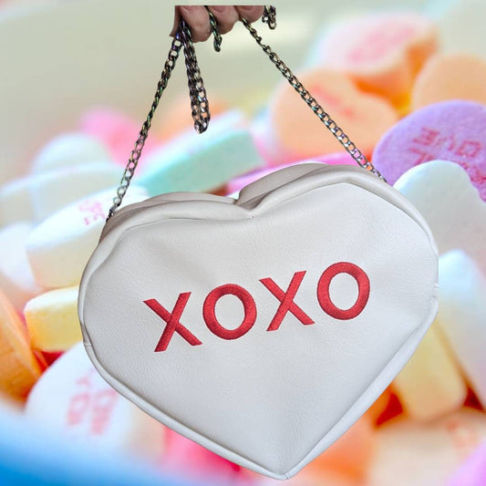 Candy heart shaped crossbody bag/ Valentines gift/ goth bag/ 90s fashion custom